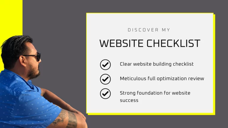 image of Manuel Aguirre ceo of chingon digital looking at the website checklist generated for customers to get a better understanding of what it takes to build a website